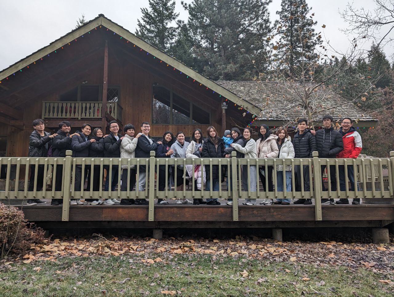 KAWAN community members together at the Thanksgiving retreat cabin